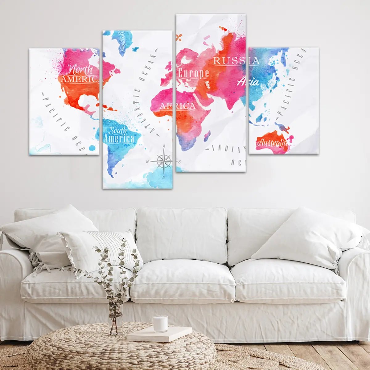 Continents World Map Wall Art-Stunning Canvas Prints