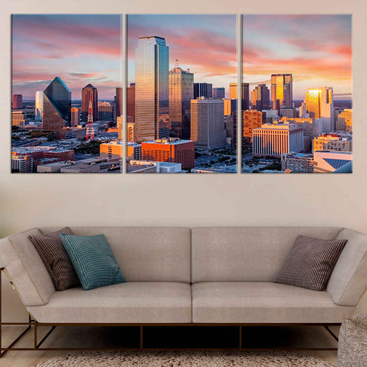 Dallas Skyline At Sunset Wall Art Canvas-Stunning Canvas Prints