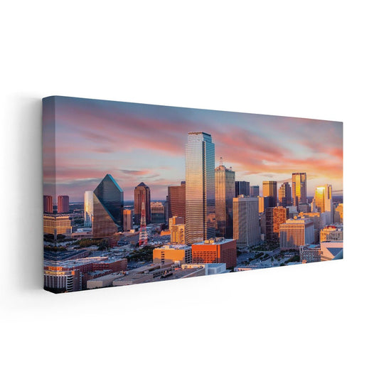 Dallas Skyline At Sunset Wall Art Canvas-Stunning Canvas Prints