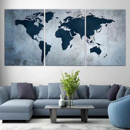 3 piece wall art map -Stunning Canvas Prints