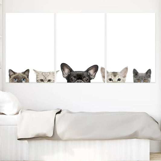 Dog And Cat Heads Wall Art Canvas-Stunning Canvas Prints