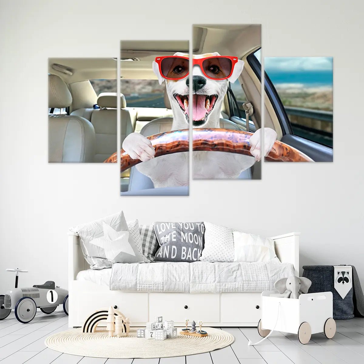 Cute Driving Dog Wall Art Canvas-Stunning Canvas Prints