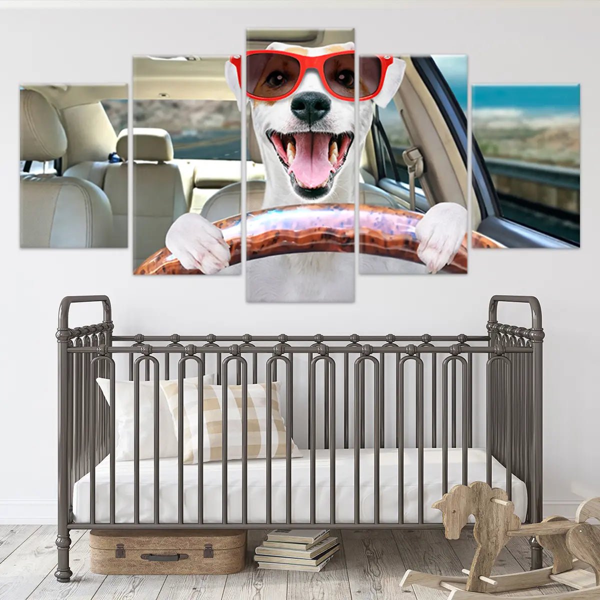 Cute Driving Dog Wall Art Canvas-Stunning Canvas Prints