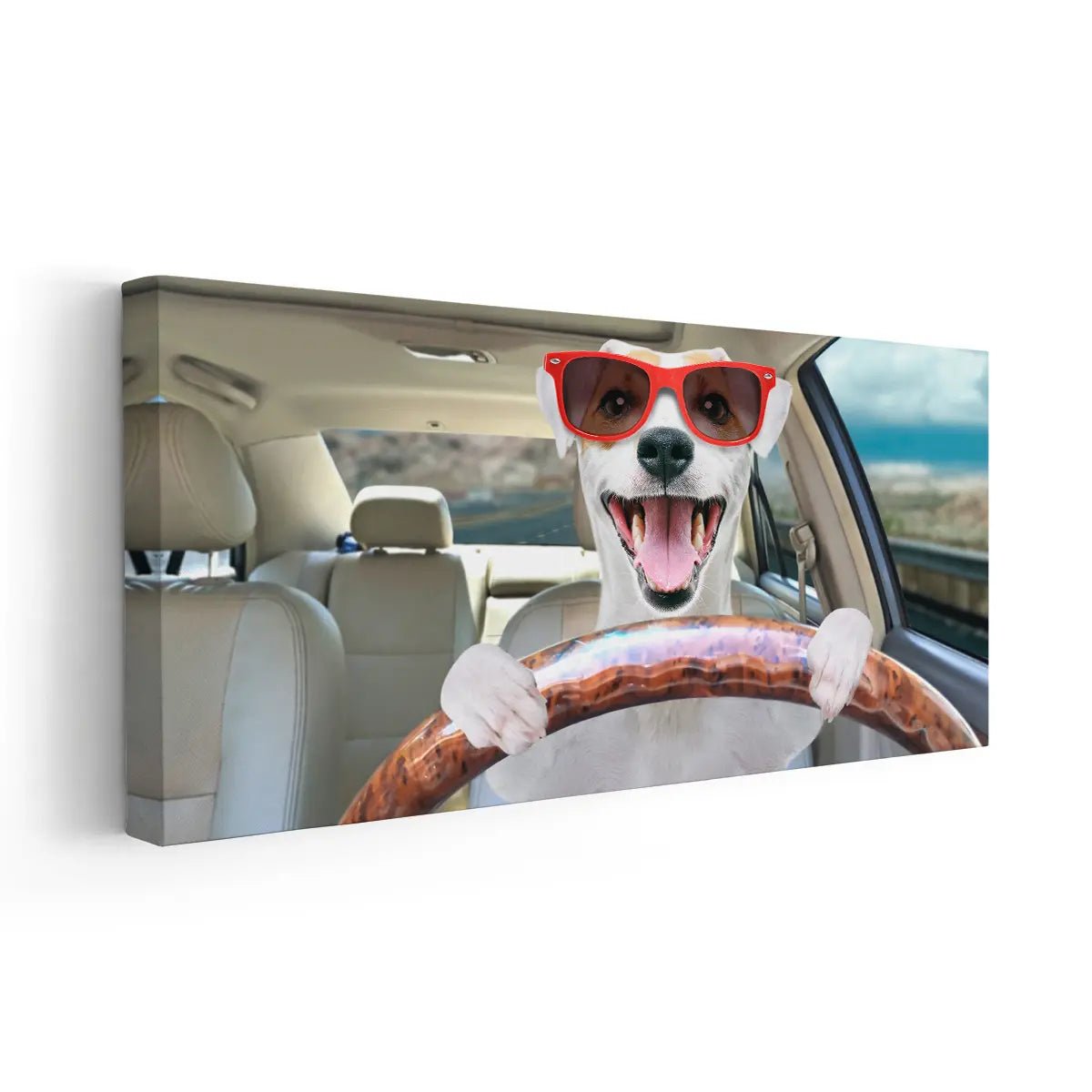 Cute Driving Dog Wall Art Canvas-Stunning Canvas Prints