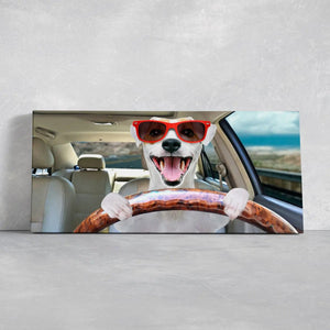 Cute Driving Dog Wall Art Canvas-Stunning Canvas Prints