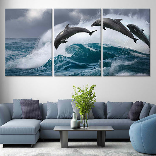 Leaping Dolphins Wall Art Canvas-Stunning Canvas Prints