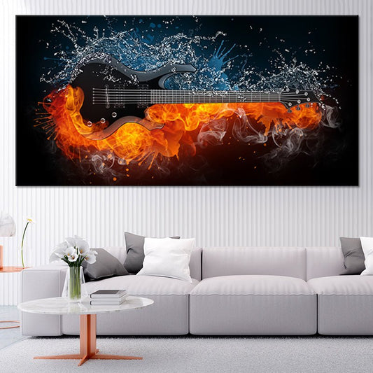 Flaming Electric Guitar Wall Art Canvas Print-Stunning Canvas Prints