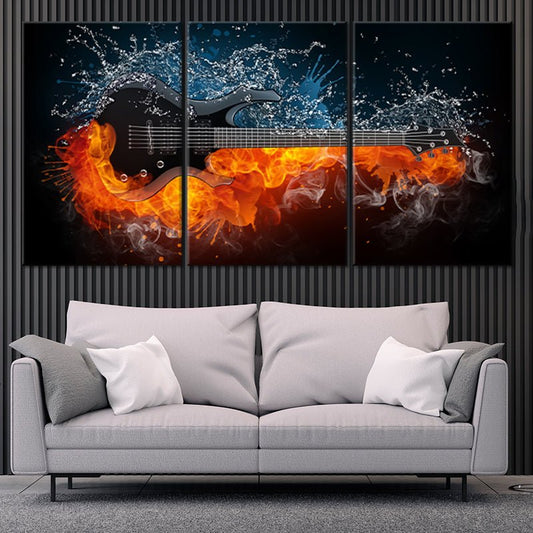 Flaming Electric Guitar Wall Art Canvas Print-Stunning Canvas Prints