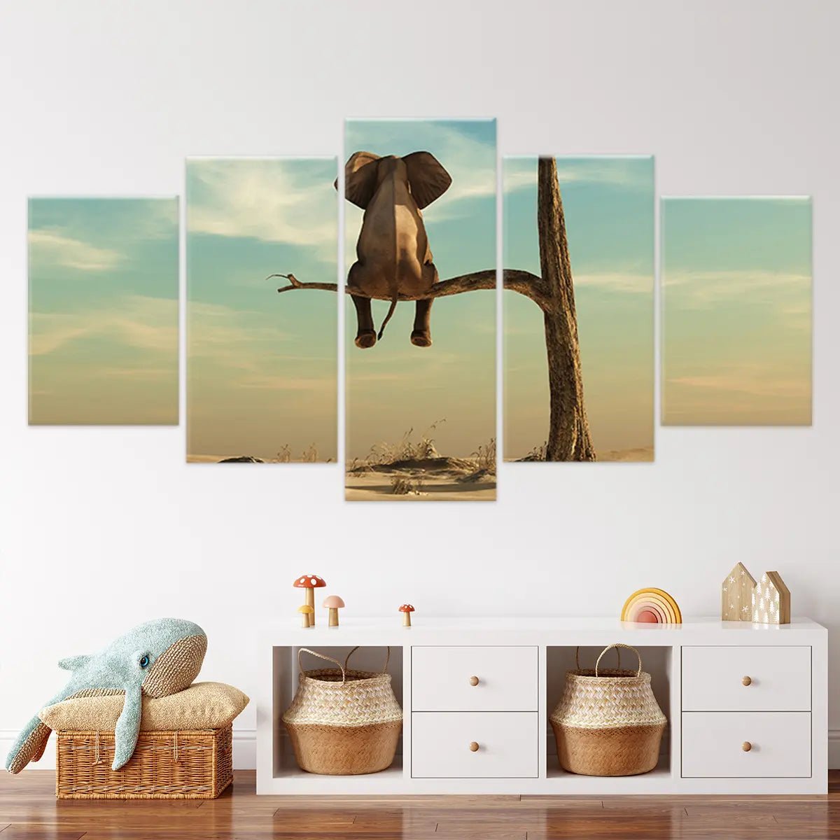 Elephant On A Tree Wall Art Canvas-Stunning Canvas Prints