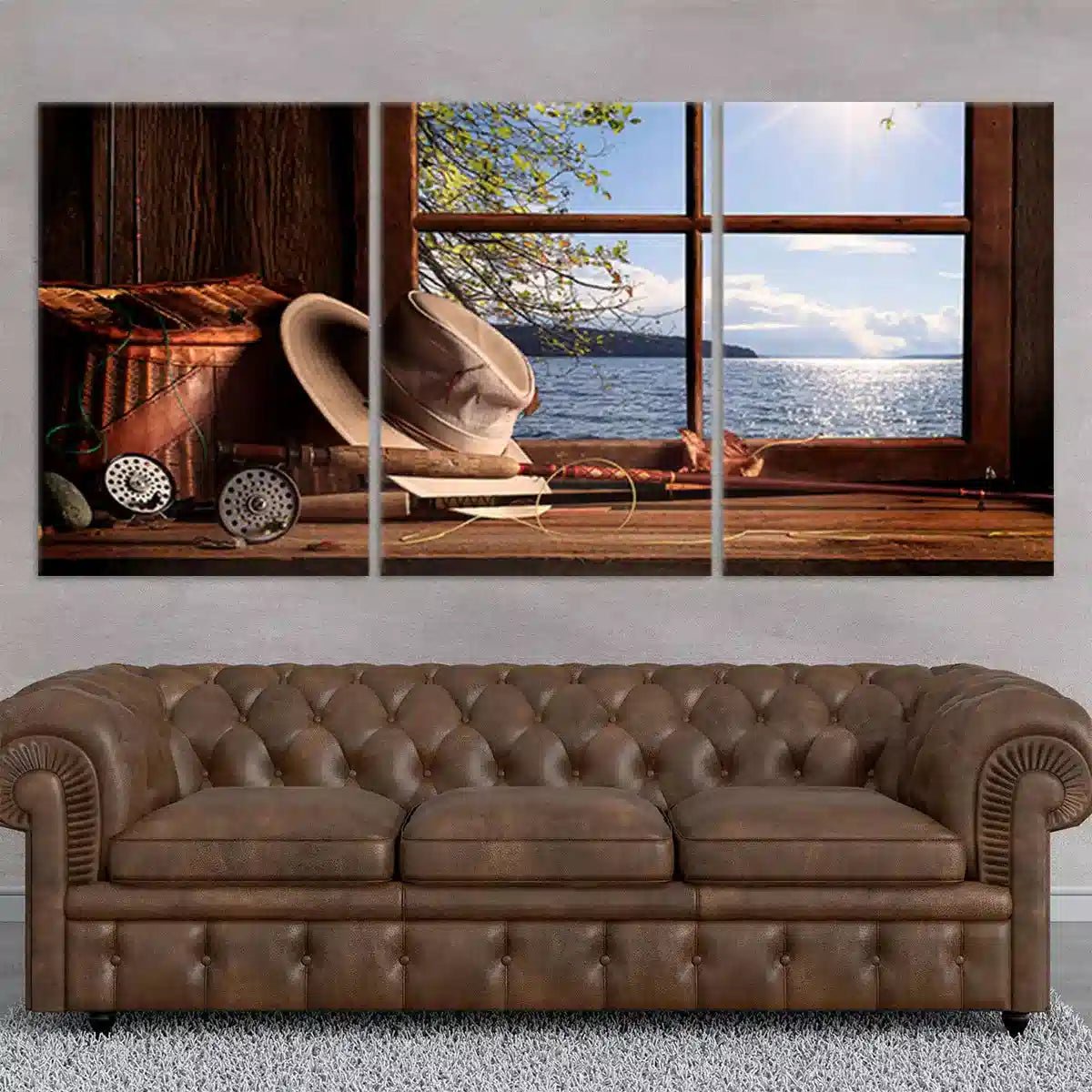 Rustic Fishing Gear Wall Art Canvas Print-Stunning Canvas Prints