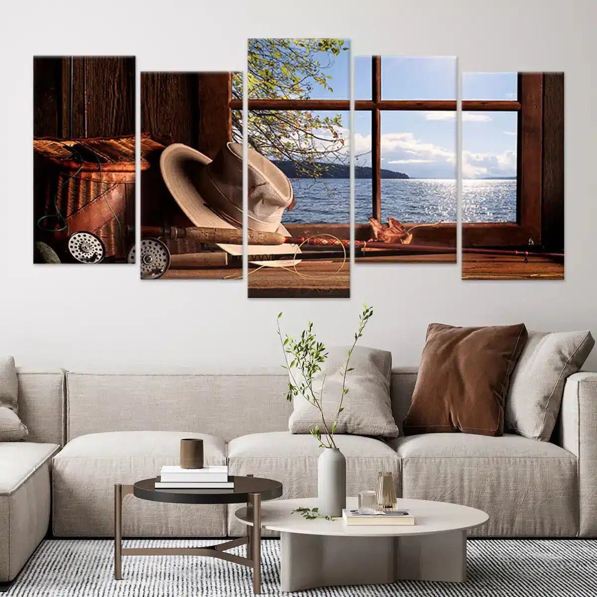 Rustic Fishing Gear Wall Art Canvas Print-Stunning Canvas Prints