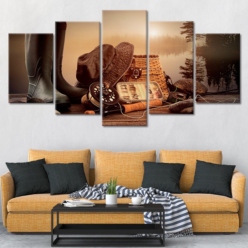 A Man In A Cowboy Hat Fly Fishing Canvas Print / Canvas Art by
