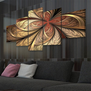 Large Gold Fractal Flower Wall Art For Living Room Wall-Stunning Canvas Prints