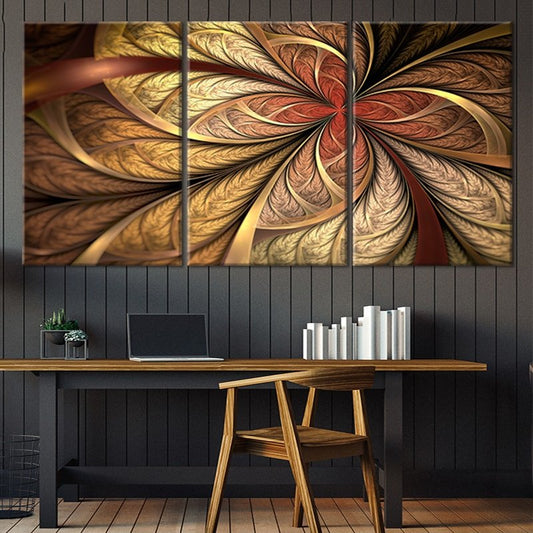 Large Gold Fractal Flower Wall Art For Living Room Wall-Stunning Canvas Prints