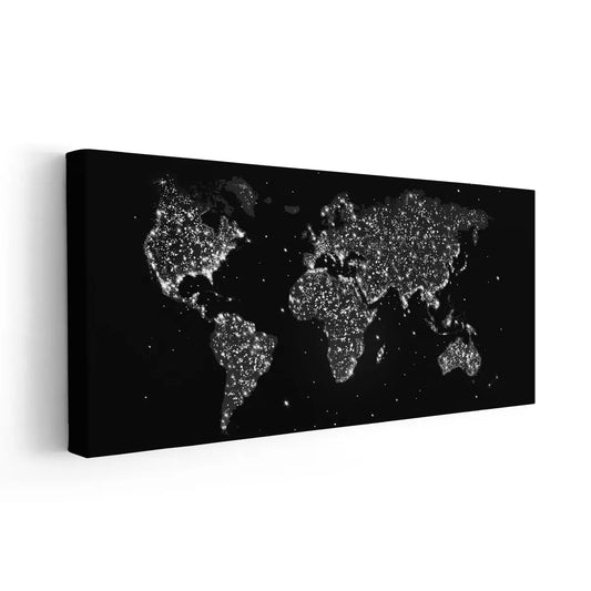 Night Lights World Map Wall Art-Stunning Canvas Prints