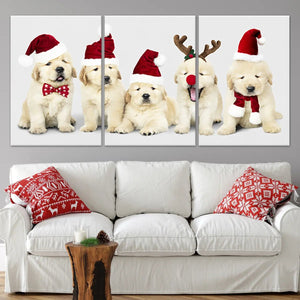 Christmas Golden Retrievers Wall Art-Stunning Canvas Prints