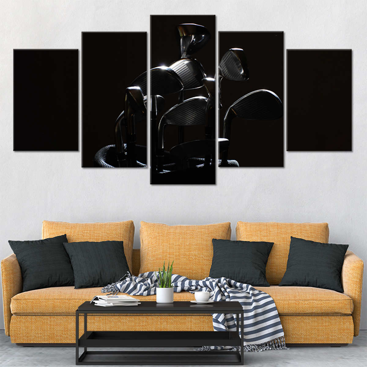 Black Golf Sets Wall Art Canvas Print-Stunning Canvas Prints