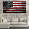 Grunge American flag on steel background Canvas Wall Art Set