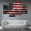 Grunge American flag on steel background Canvas Wall Art Set