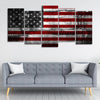 Grunge American flag on steel background Canvas Wall Art Set