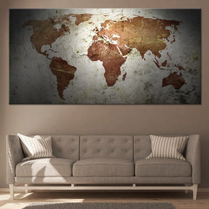 Large Grunge World Map Wall Art Canvas Print-Stunning Canvas Prints