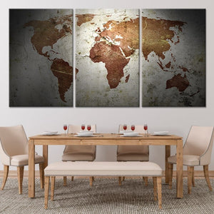 Large Grunge World Map Wall Art Canvas Print-Stunning Canvas Prints