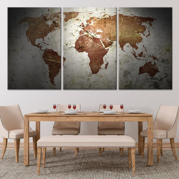 World Map Print On online Canvas Travel Map Of The World Print Colorful Map Wall Art Multi Panel Print Educational Wall Hanging Decor