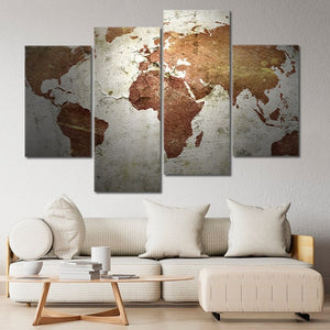 Large Grunge World Map Wall Art Canvas Print-Stunning Canvas Prints