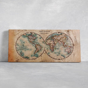 Hemispheres Map Wall Art-Stunning Canvas Prints