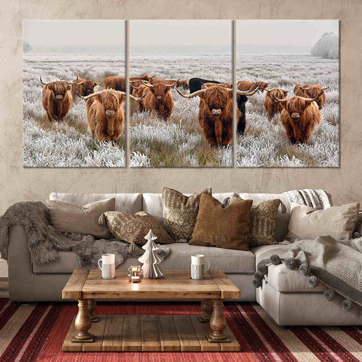Brown Highland Cows Wall Art Canvas-Stunning Canvas Prints