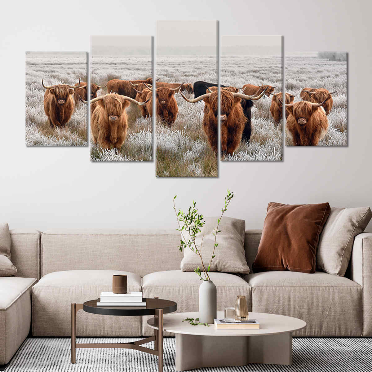 Brown Highland Cows Wall Art Canvas-Stunning Canvas Prints