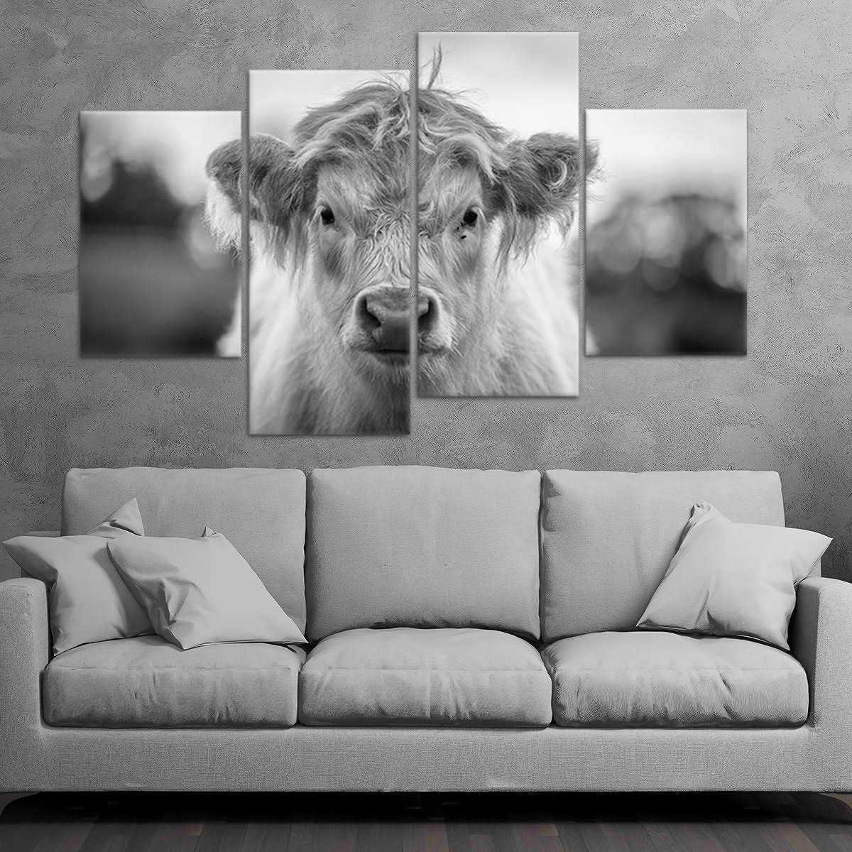 Black And White Highland Calf Wall Art Canvas-Stunning Canvas Prints