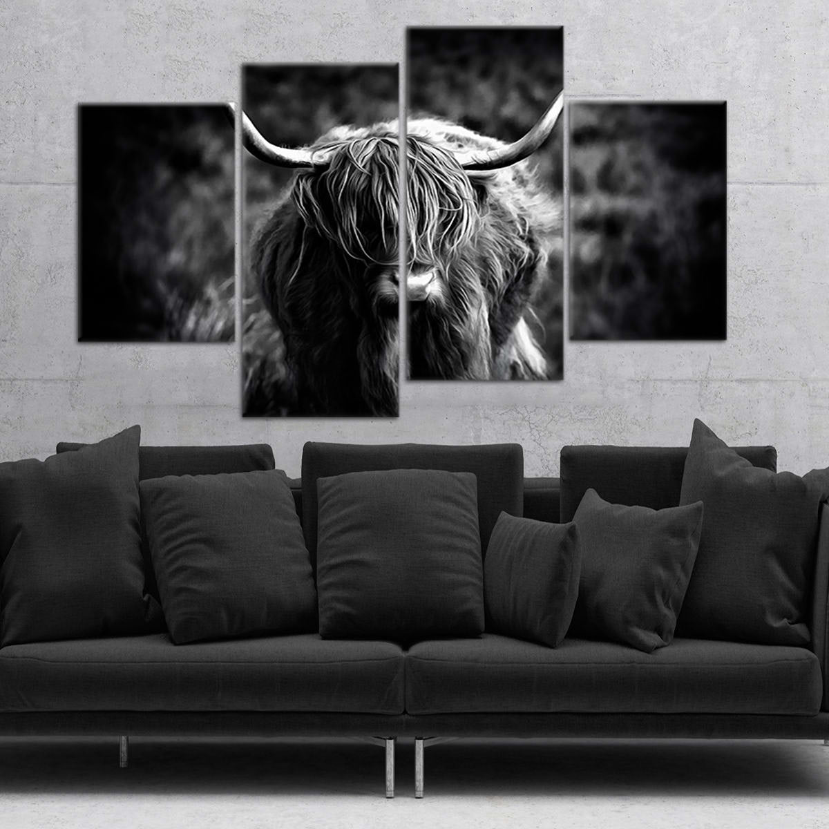 Black Highland Cow Wall Art Canvas-Stunning Canvas Prints