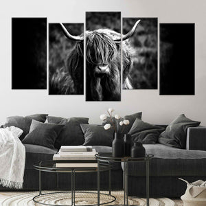 Black Highland Cow Wall Art Canvas-Stunning Canvas Prints