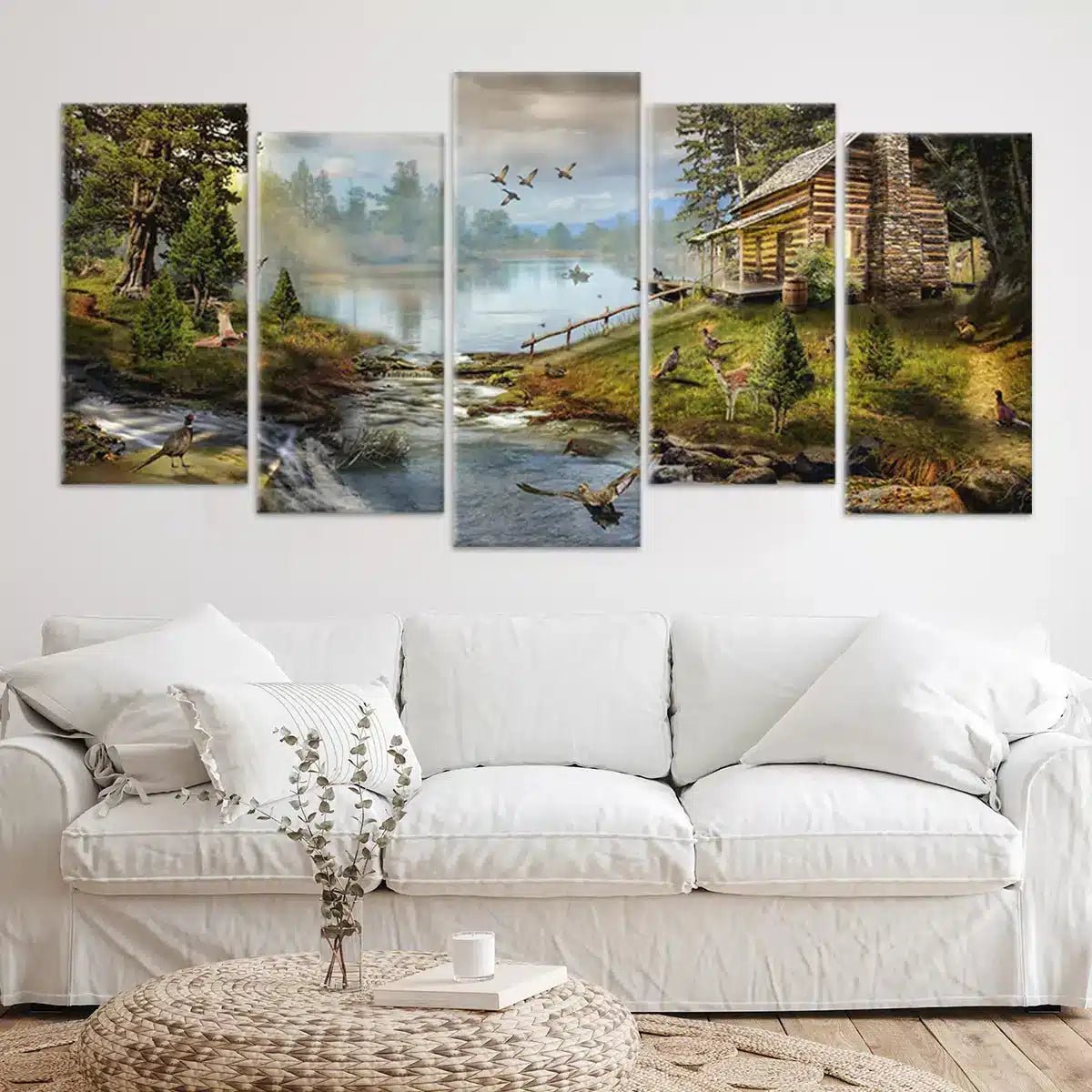 Cabin On The Lake Wall Art Canvas-Stunning Canvas Prints