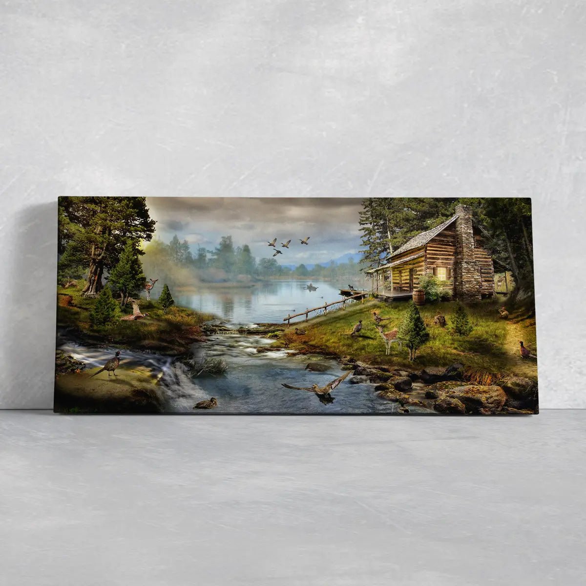 Cabin On The Lake Wall Art Canvas-Stunning Canvas Prints