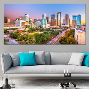 Houston Skyline At Dusk Wall Art Canvas-Stunning Canvas Prints