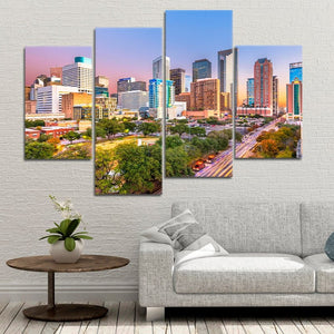 Houston Skyline At Dusk Wall Art Canvas-Stunning Canvas Prints