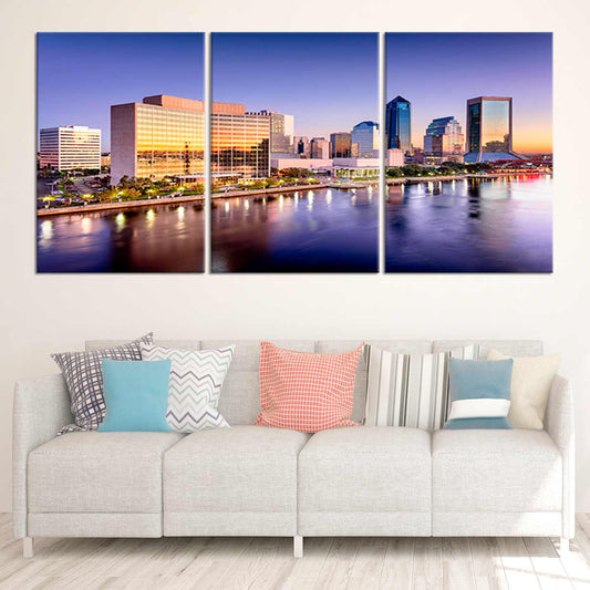 Jacksonville Skyline At Twilight Wall Art Canvas-Stunning Canvas Prints