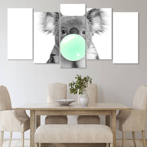 Bubble Gum Koala Bear Wall Art Canvas-Stunning Canvas Prints