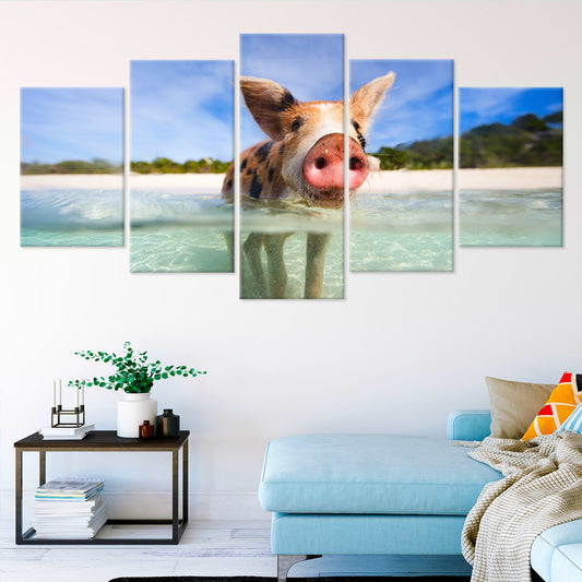 Swimming Pigs Wall Art Canvas-Stunning Canvas Prints