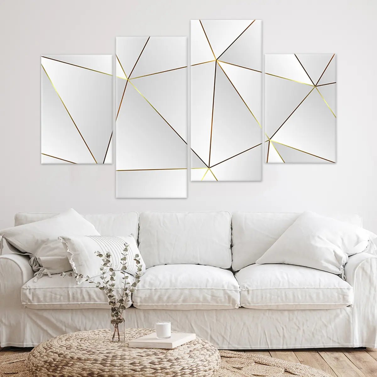 Dark Blue Luxury Geometric Wall Art Multi panel Canvas