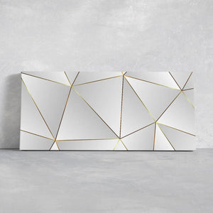 White And Gold Geometric Abstract Wall Art, geometric canvas art, luxury wall art decor​, modern minimalist wall art, contemporary framed wall art, white and gold canvas art​ 