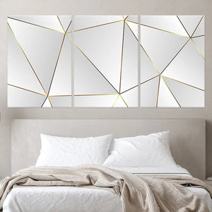 White And Gold Geometric Abstract Wall Art, geometric canvas art, luxury wall art decor​, modern minimalist wall art, contemporary framed wall art, white and gold canvas art​ 