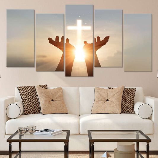 Sunlight Over Cross Wall Art Canvas Print-Stunning Canvas Prints