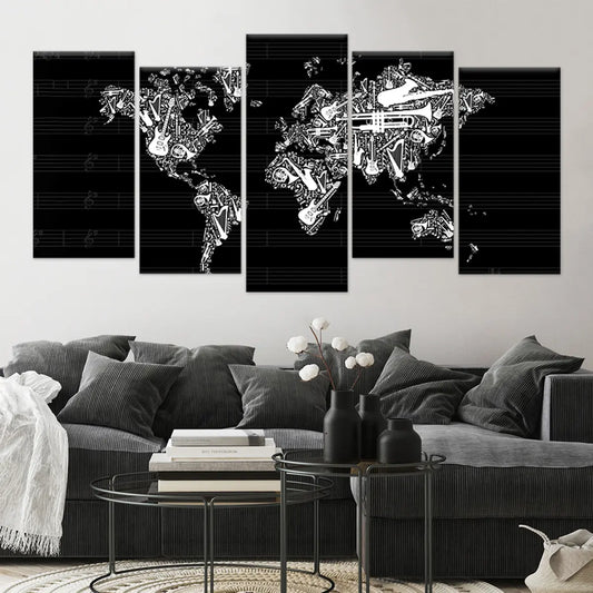 Musical World Map Wall Art Canvas Print-Stunning Canvas Prints