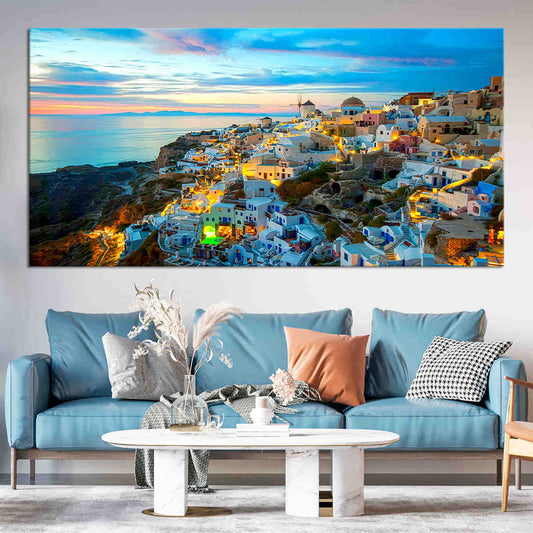 Oia Santorini Sunset Canvas Wall Art-Stunning Canvas Prints