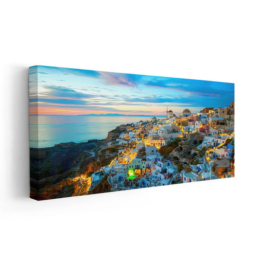 Oia Santorini Sunset Canvas Wall Art-Stunning Canvas Prints