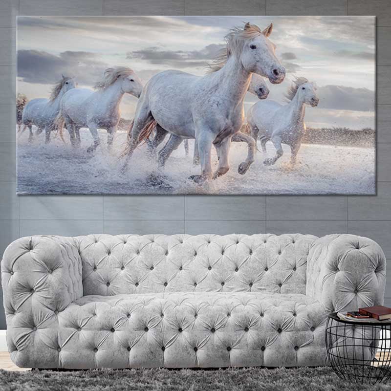 White Horses Wall Art Canvas-Stunning Canvas Prints