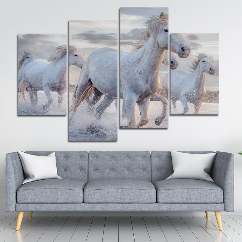 White Horses Wall Art Canvas-Stunning Canvas Prints